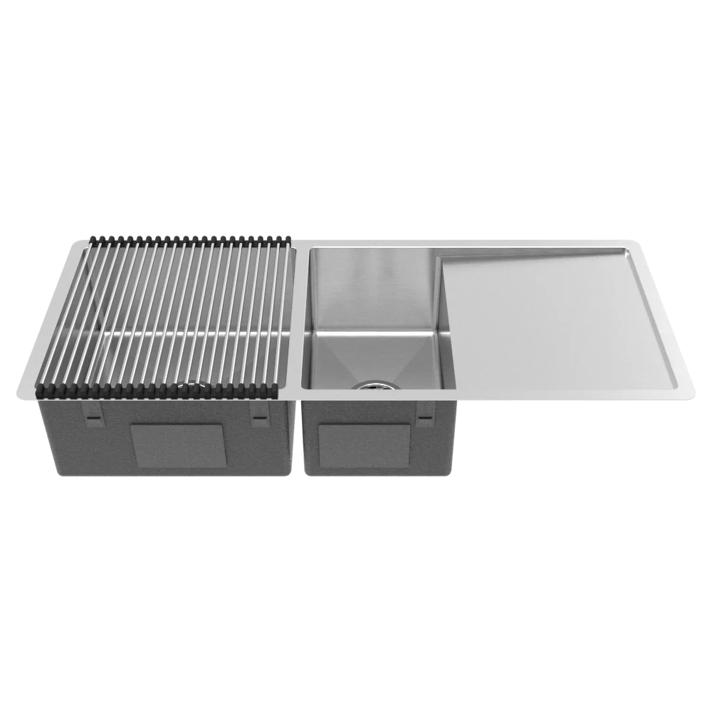 Alma Logan 1075x450 Single & Qtr Bowl with Drain Board Sink - Image 4