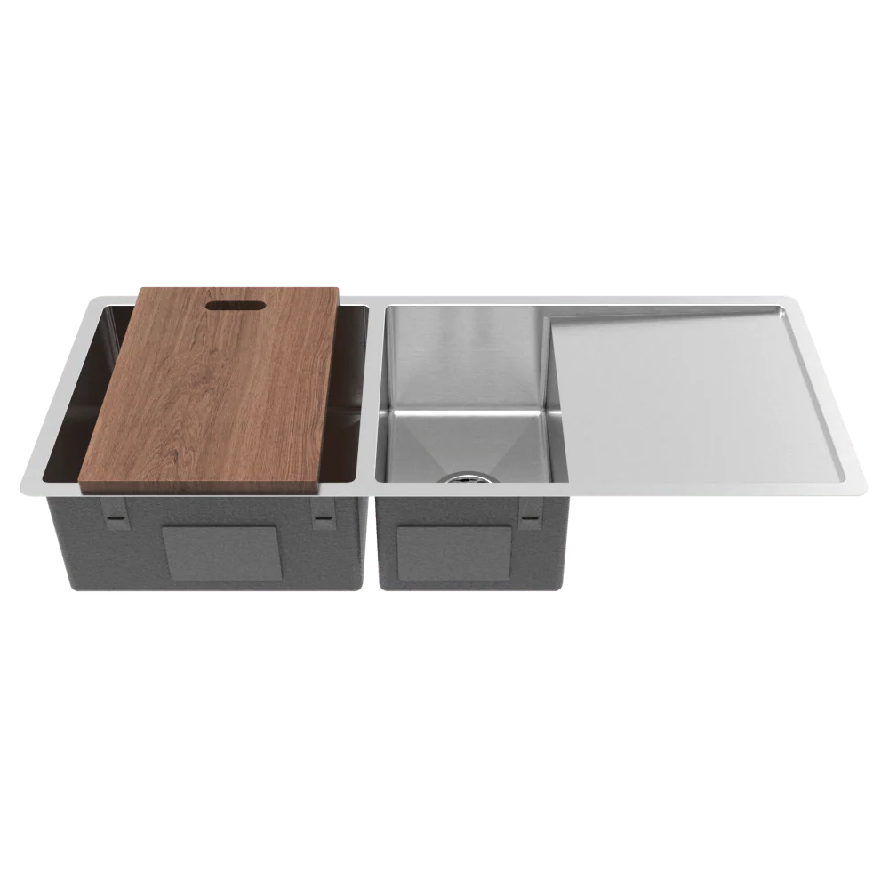 Alma Logan 1075x450 Single & Qtr Bowl with Drain Board Sink - Image 5