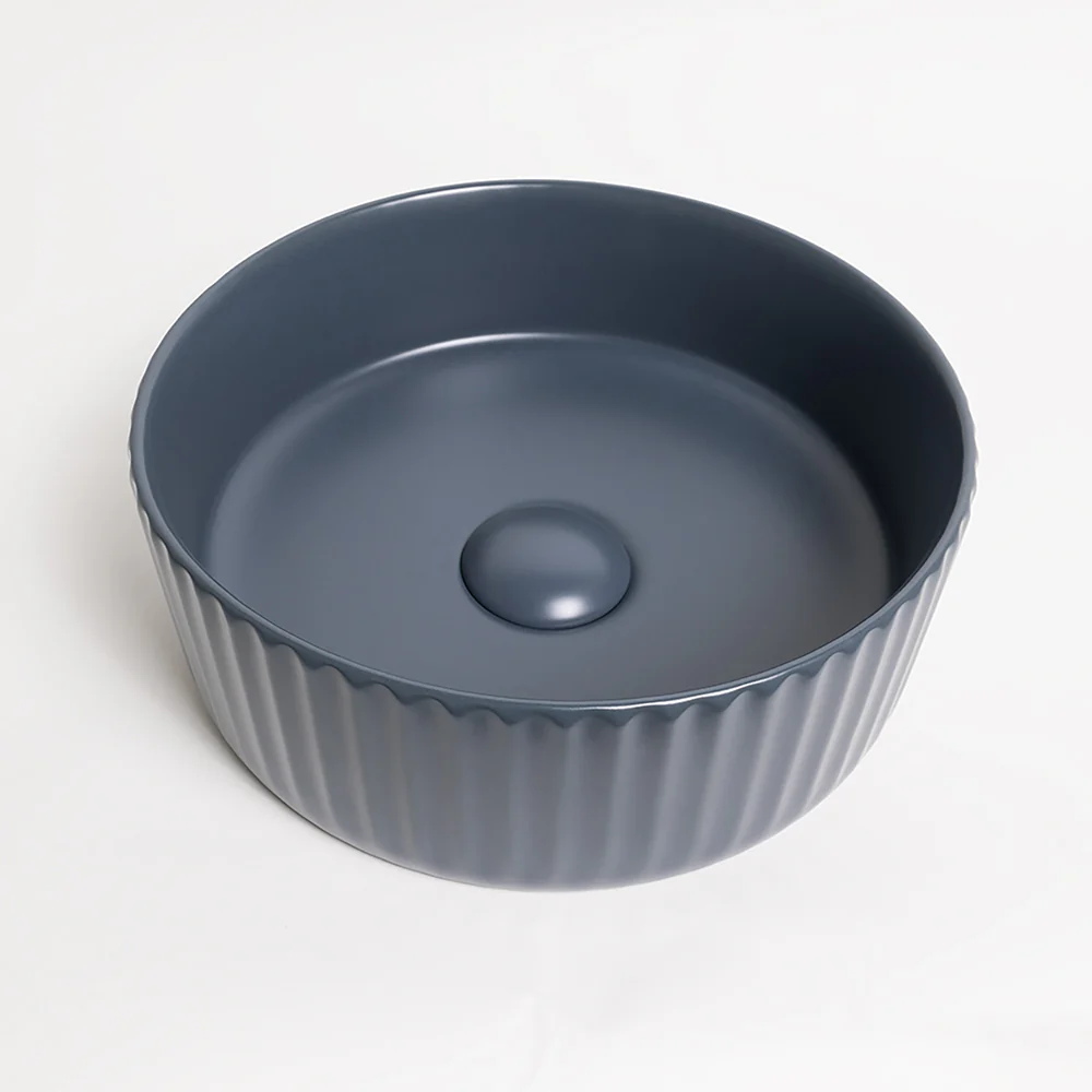 Alma Lula Mini Fluted Matte Blue Basin - Image 5