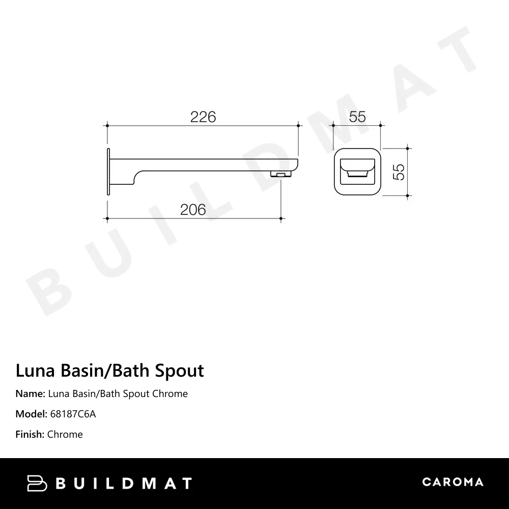 Caroma Luna Basin/Bath Spout Chrome - Image 4