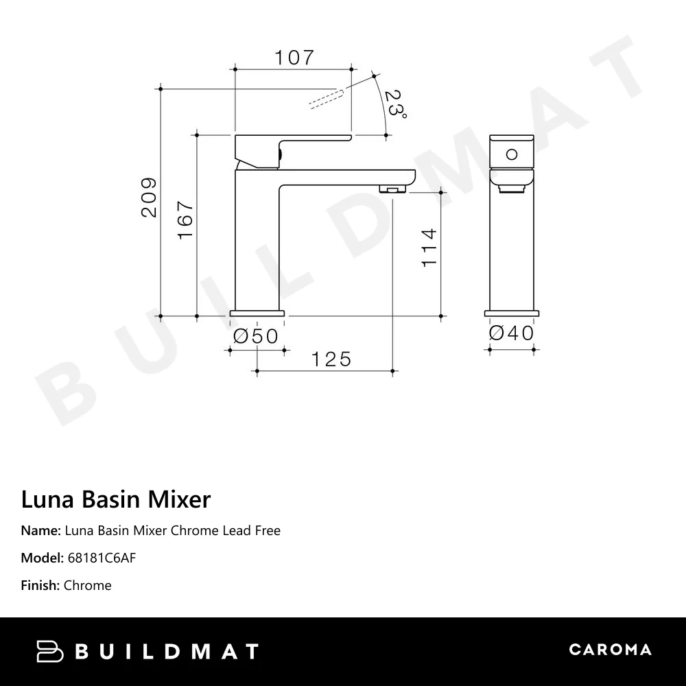 Caroma Luna Basin Mixer Lead Free Chrome - Image 4