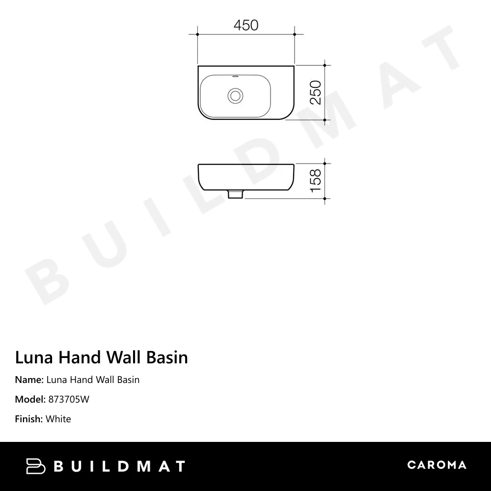 Caroma Luna Hand Wall Basin - Image 4