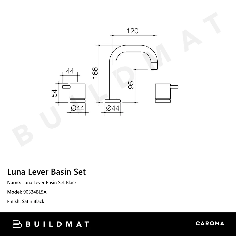 Caroma Luna Lever Basin Set Black - Image 4