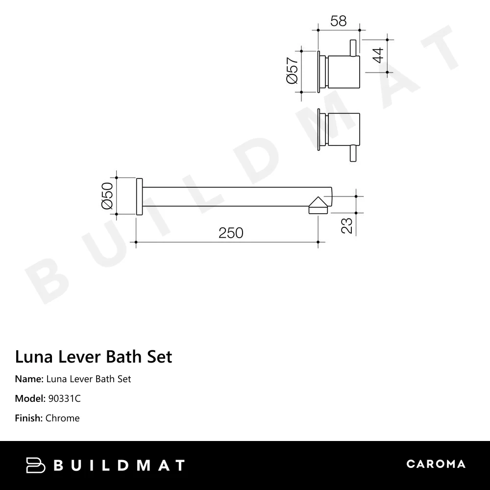 Caroma Luna Lever Bath Set Chrome - Image 4