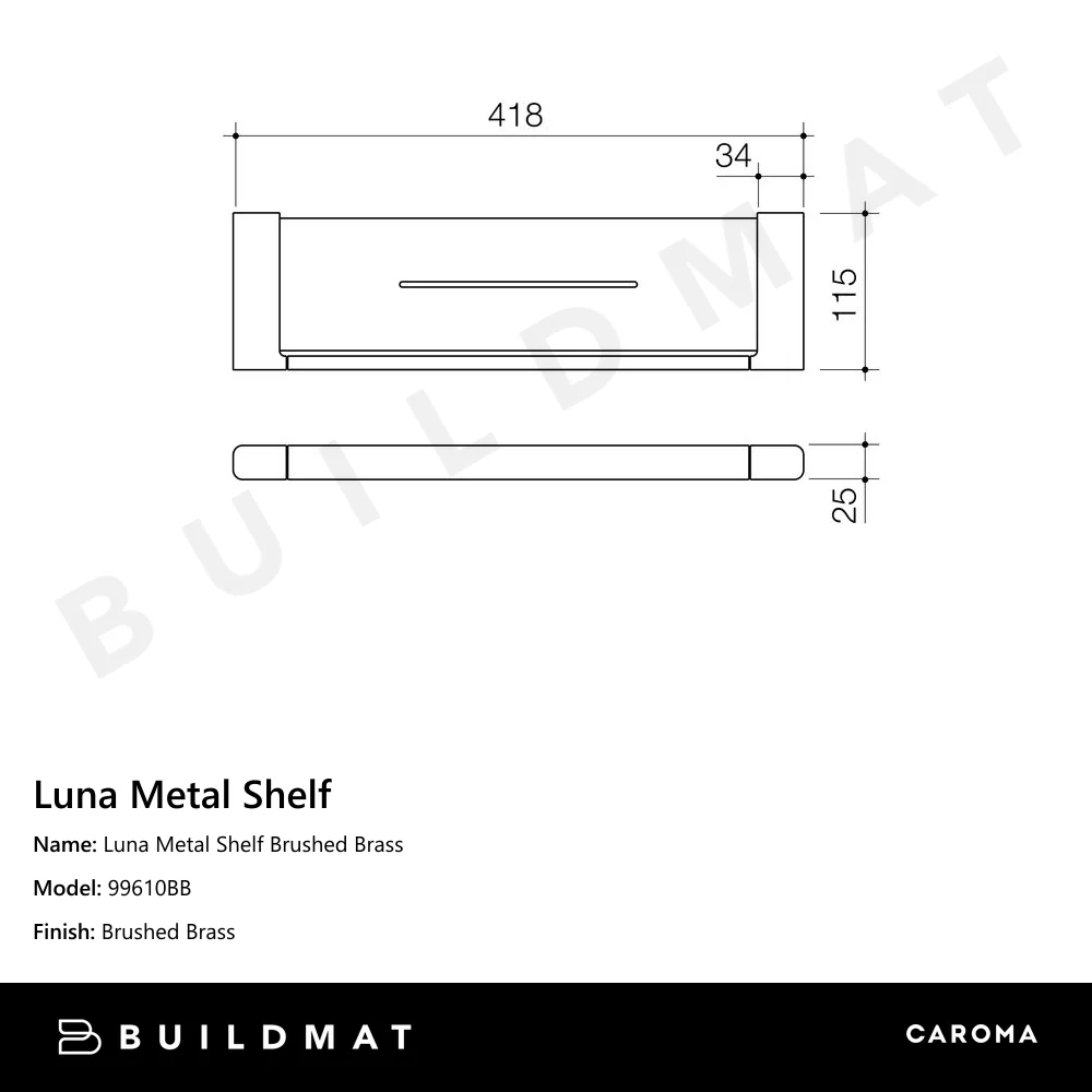 Caroma Luna Metal Shelf Brushed Brass - Image 4