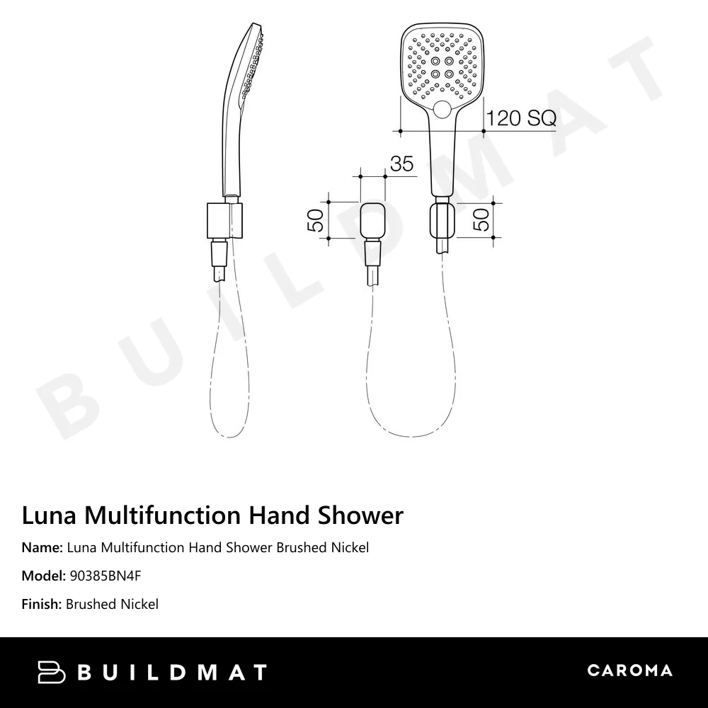 Caroma Luna Multifunction Hand Shower Brushed Nickel - Image 4