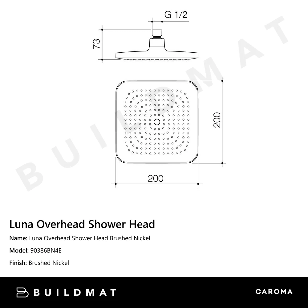 Caroma Luna Overhead Shower Head Brushed Nickel - Image 4