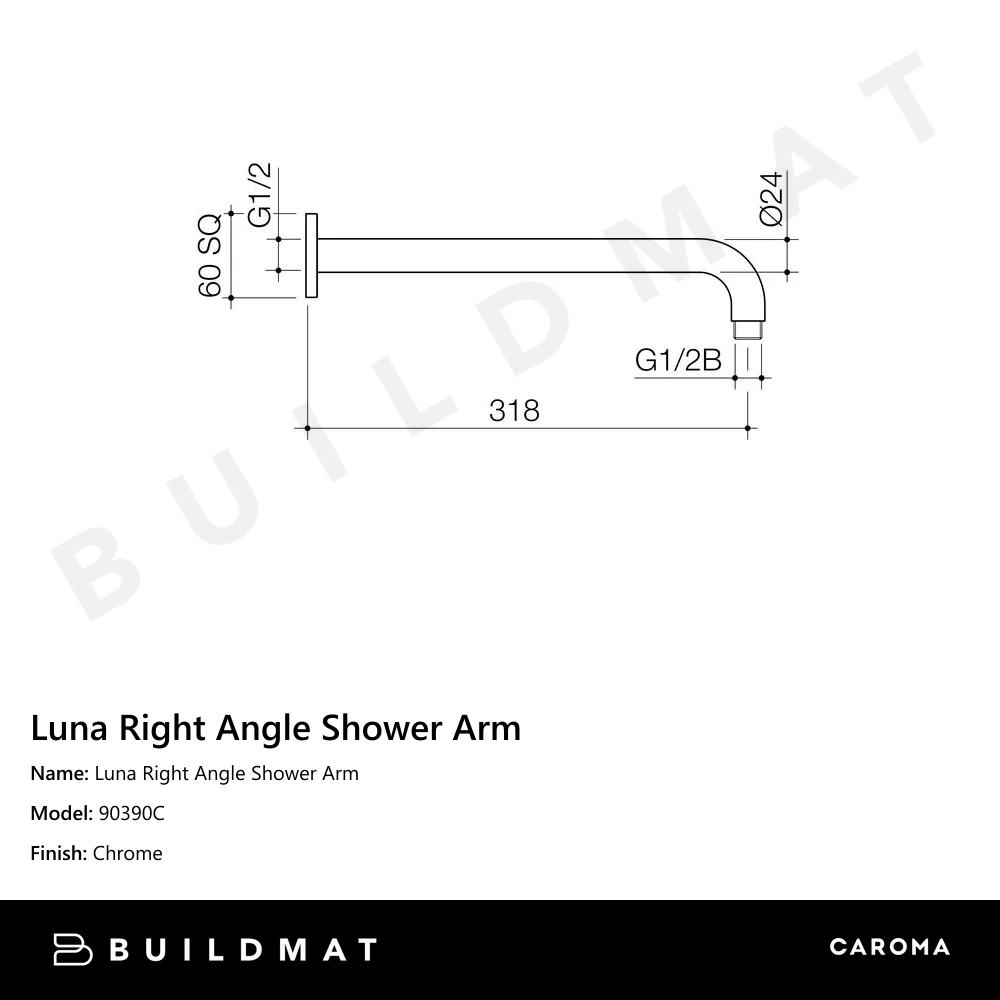 Caroma Luna Right Angle Shower Arm - Image 4