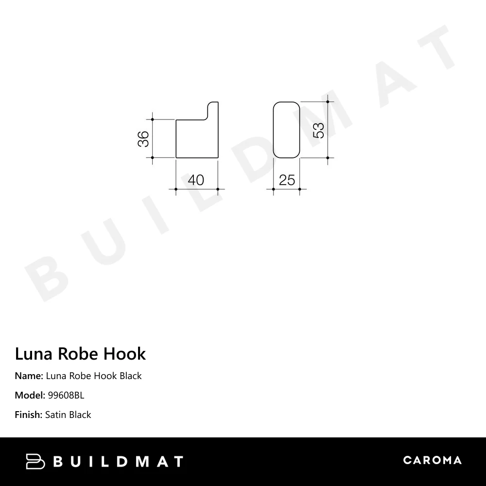 Caroma Luna Robe Hook Black - Image 4