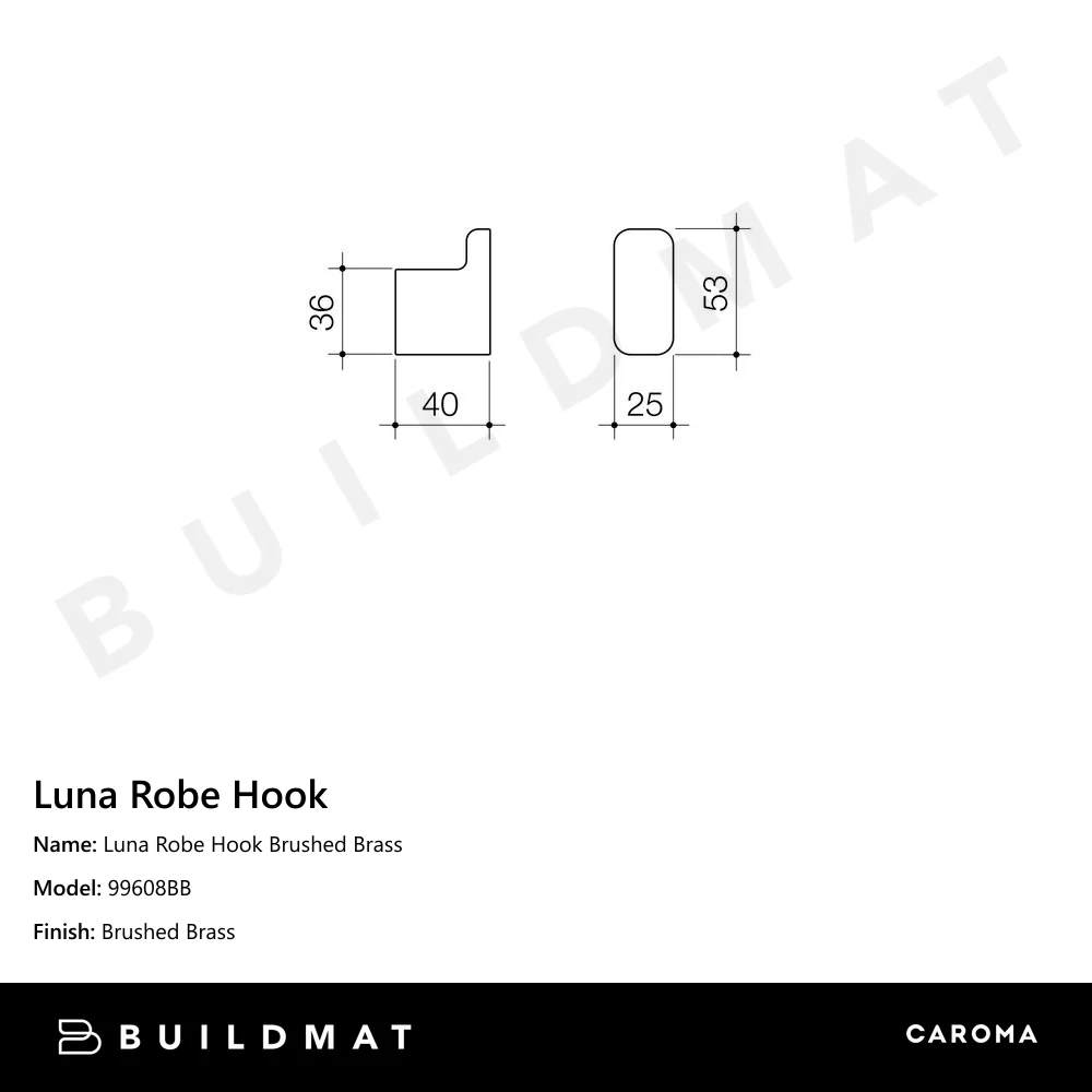 Caroma Luna Robe Hook Brushed Brass - Image 4