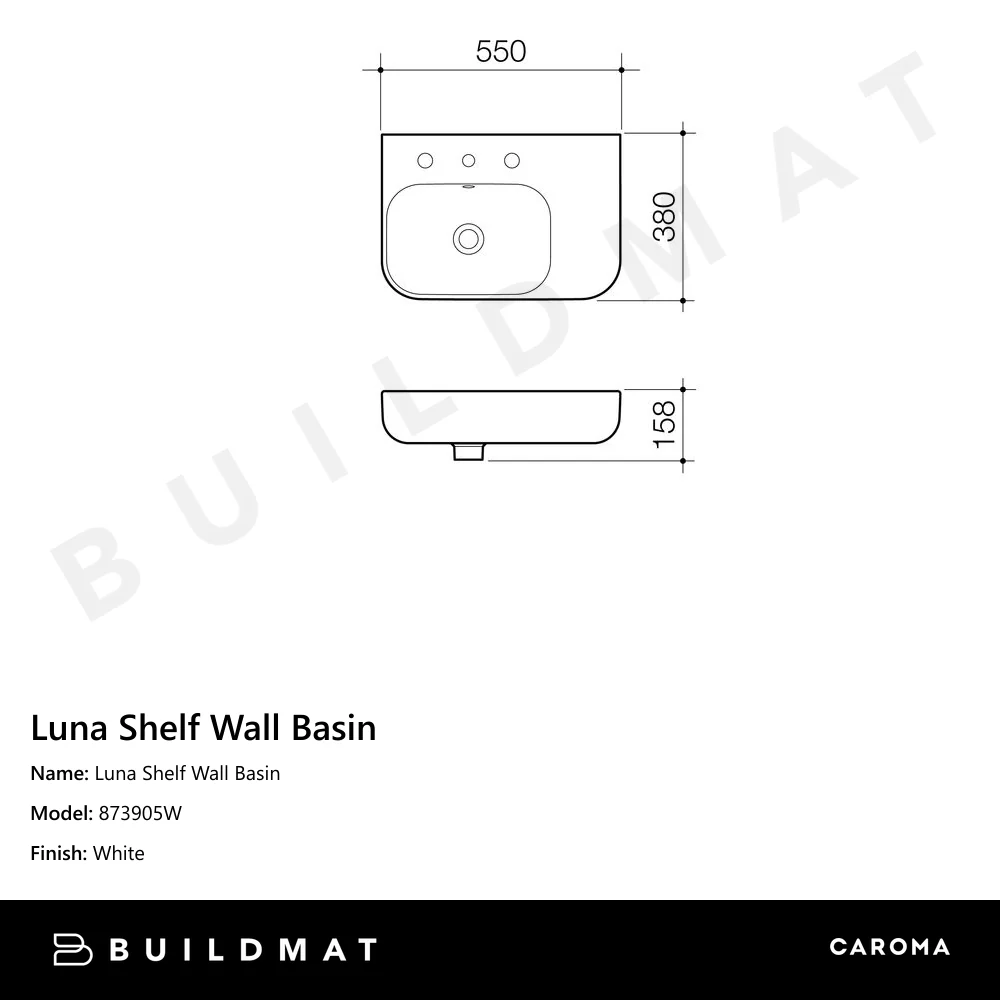 Caroma Luna Shelf Wall Basin - Image 4