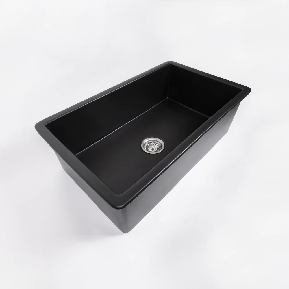 Alma Maurice 813x483 Matte Black Fireclay Single Bowl Sink - Image 6
