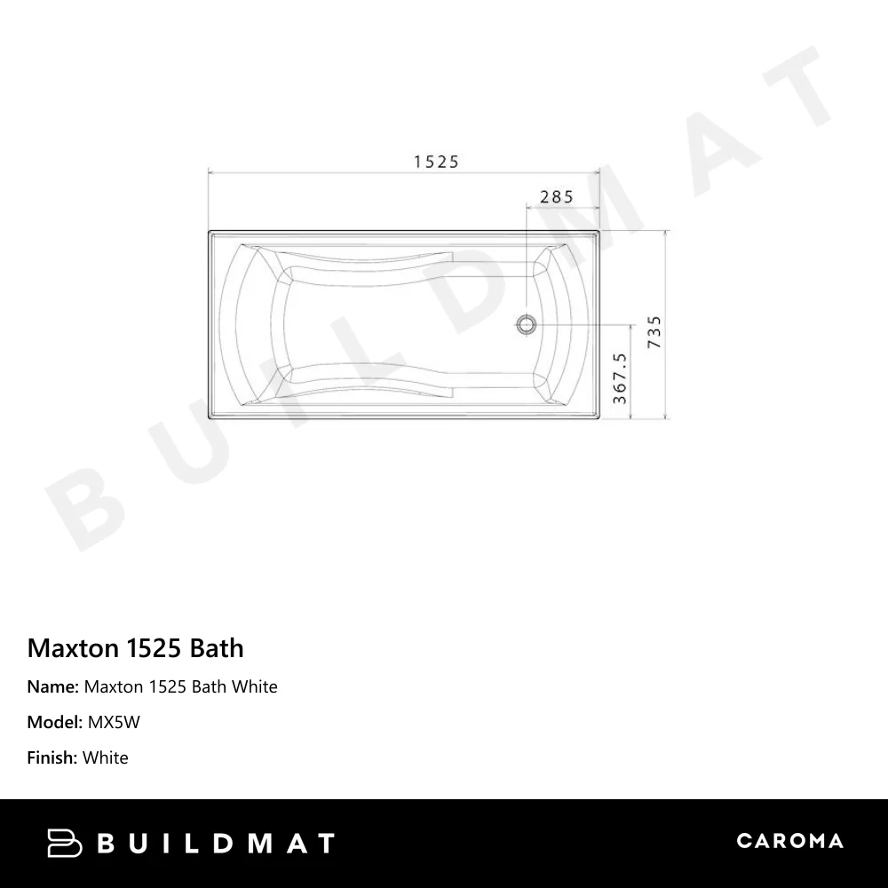 Caroma Maxton 1525 Bath White - Image 4