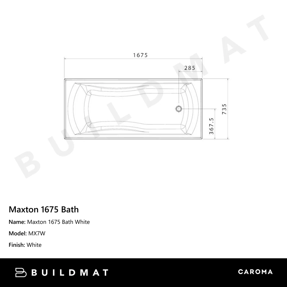 Caroma Maxton 1675 Bath White - Image 4