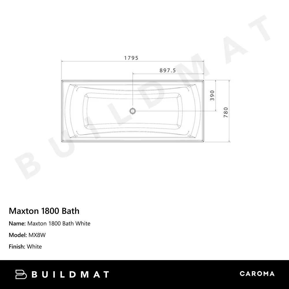 Caroma Maxton 1800 Bath White - Image 4