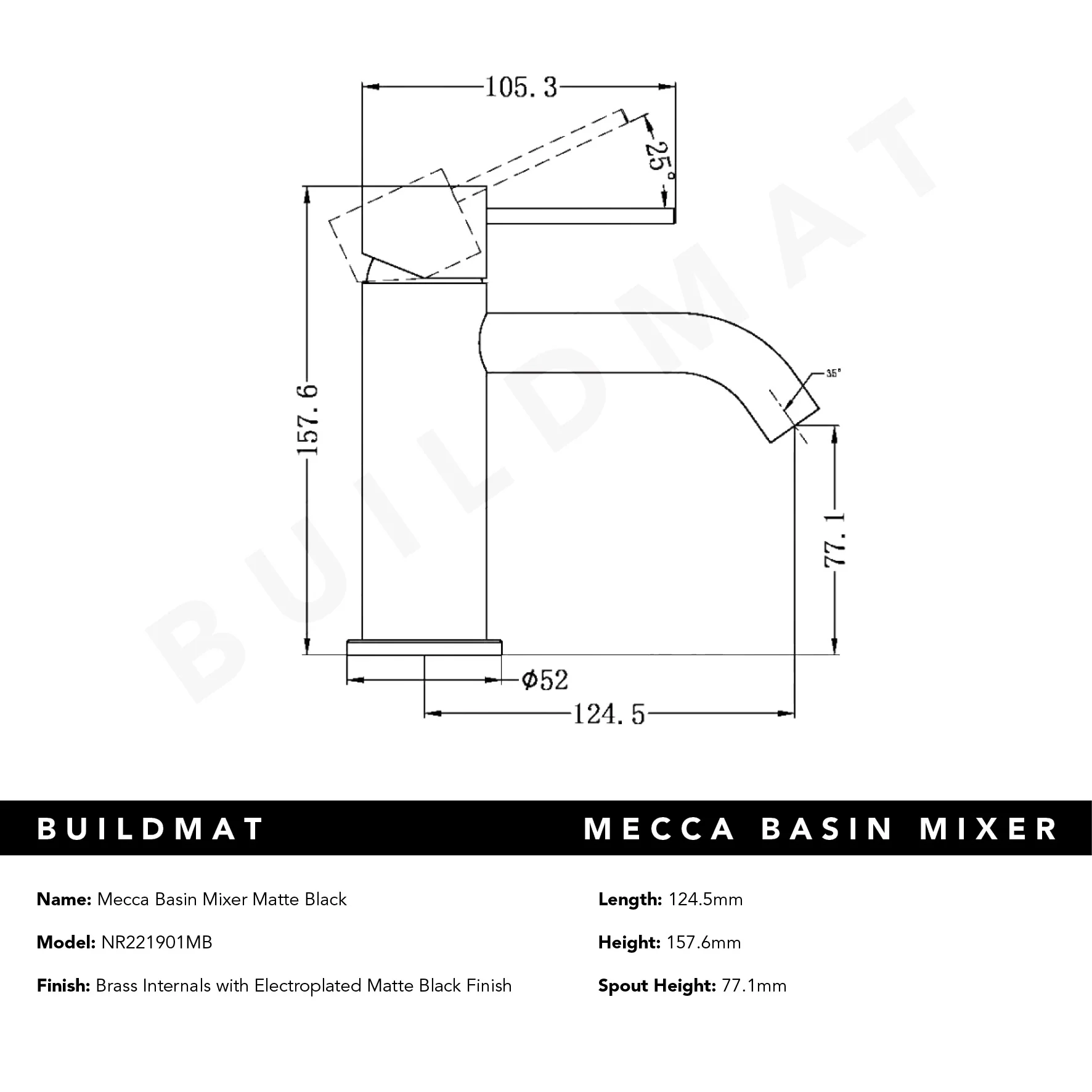 Nero Mecca Basin Mixer Matte Black - Image 5