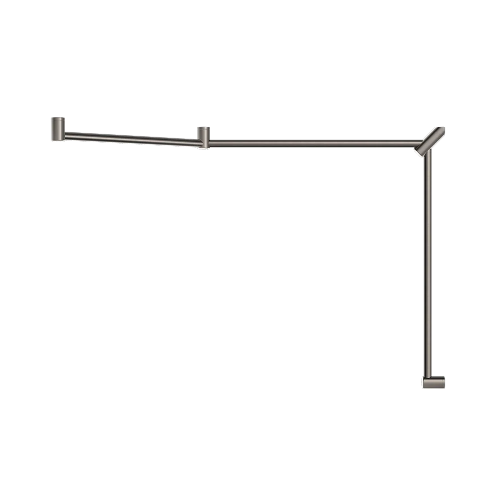 Nero Mecca Care 32mm DDA Toilet Grab Rail Set 45 Degree Continuous 750x965x1025mm Brushed Nickel