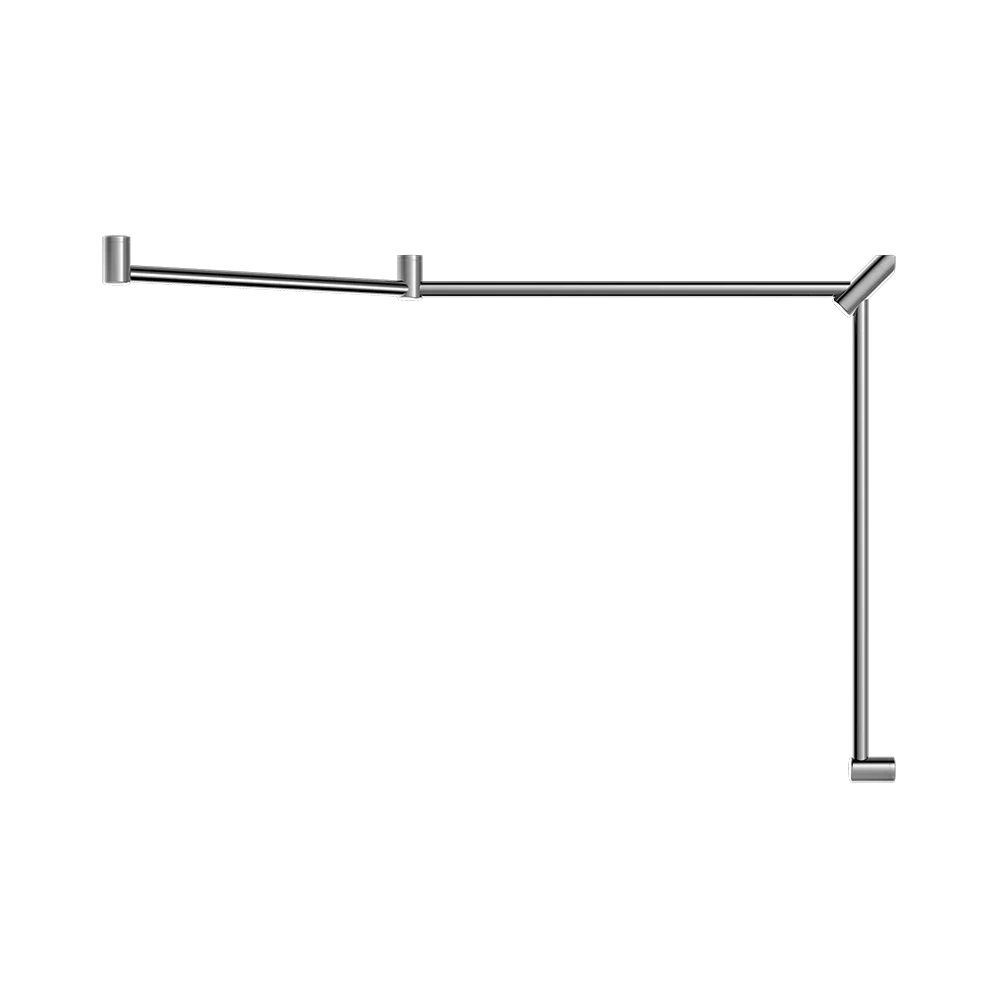 Nero Mecca Care 32mm DDA Toilet Grab Rail Set 45 Degree Continuous 750x965x1025mm Chrome