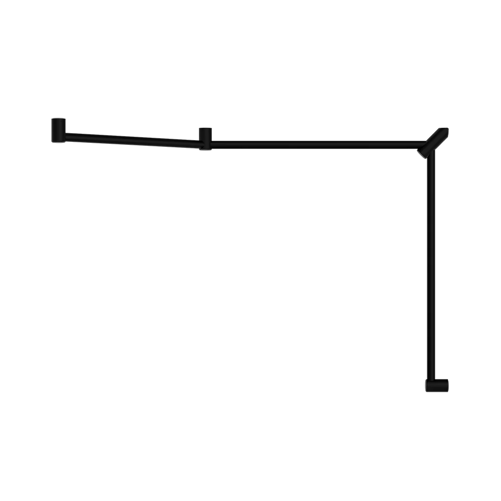 Nero Mecca Care 32mm DDA Toilet Grab Rail Set 45 Degree Continuous 750x965x1025mm Matte Black