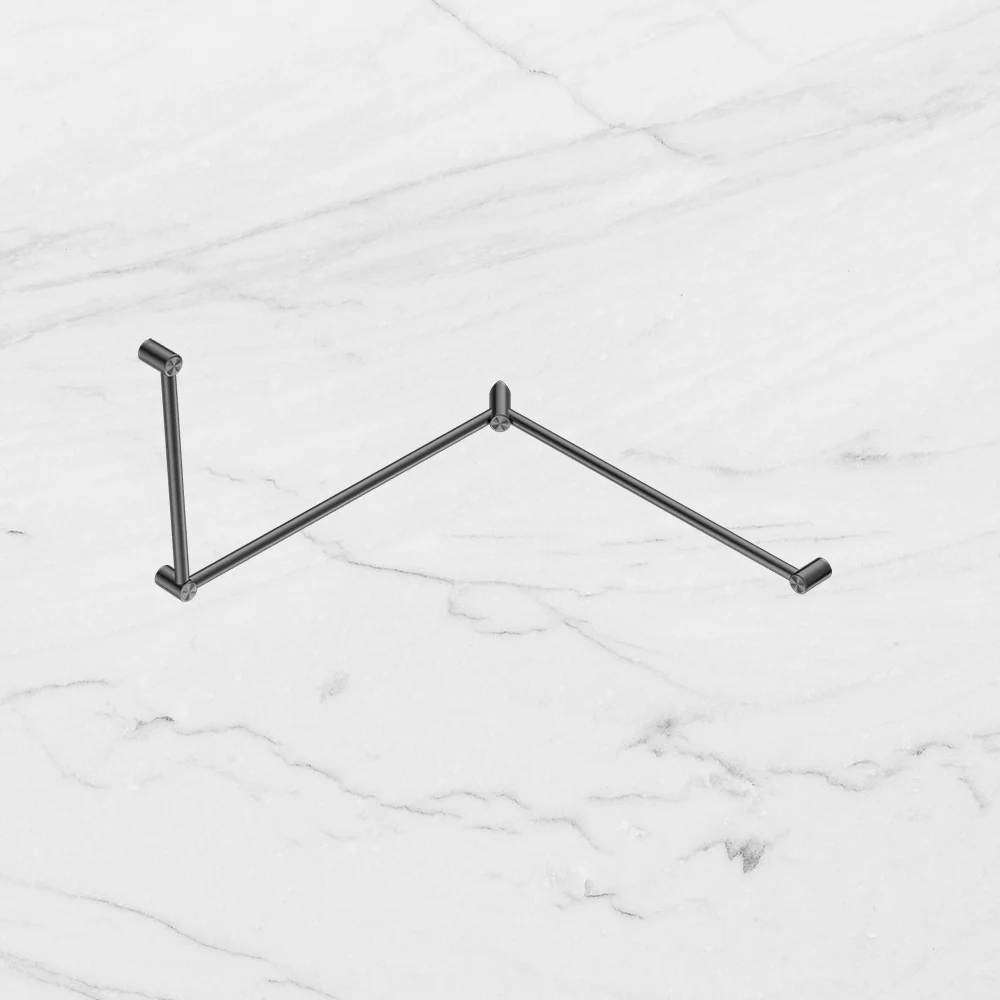 Nero Mecca Care 32mm DDA Toilet Grab Rail Set 90 Degree Continuous 600x1065x1025mm Brushed Gunmetal - Image 2