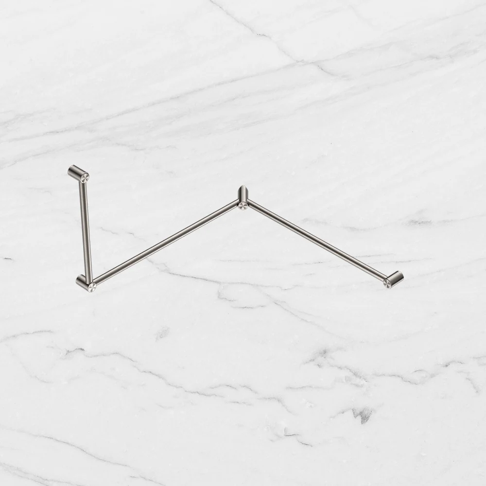 Nero Mecca Care 32mm DDA Toilet Grab Rail Set 90 Degree Continuous 600x1065x1025mm Brushed Nickel - Image 2