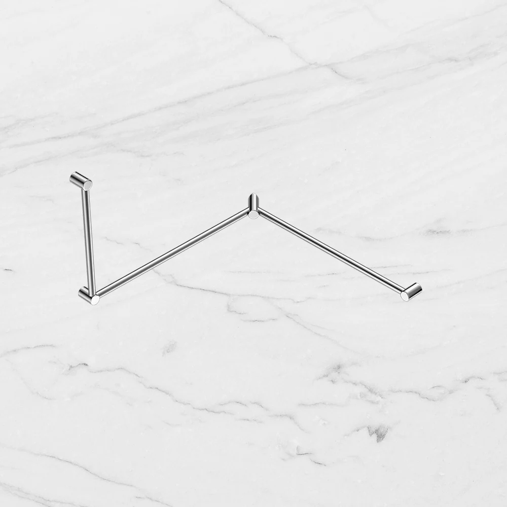 Nero Mecca Care 32mm DDA Toilet Grab Rail Set 90 Degree Continuous 600x1065x1025mm Chrome - Image 2
