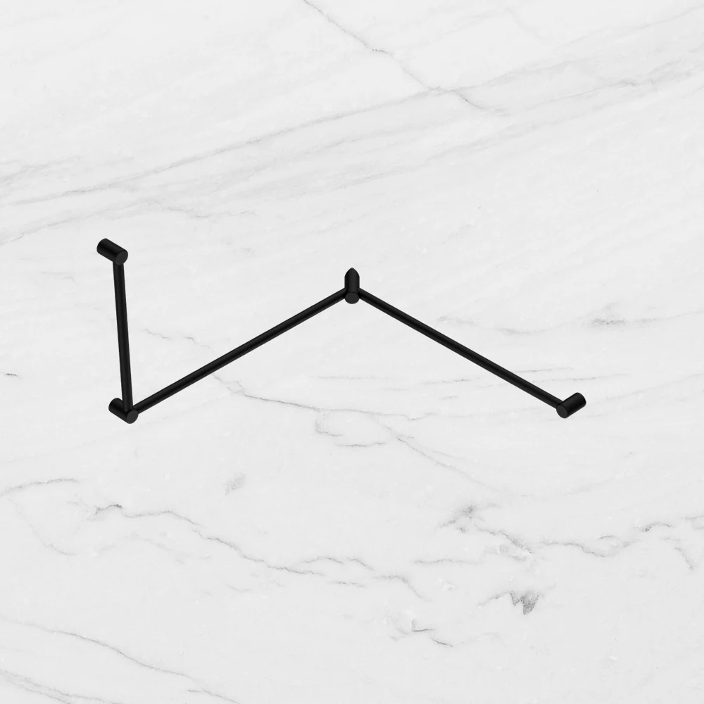 Nero Mecca Care 32mm DDA Toilet Grab Rail Set 90 Degree Continuous 600x1065x1025mm Matte Black - Image 2