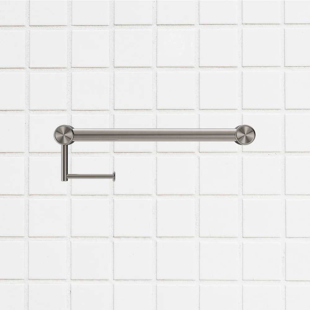Nero Mecca Care 32mm Grab Rail Toilet Roll Holder 450mm Brushed Nickel - Image 2