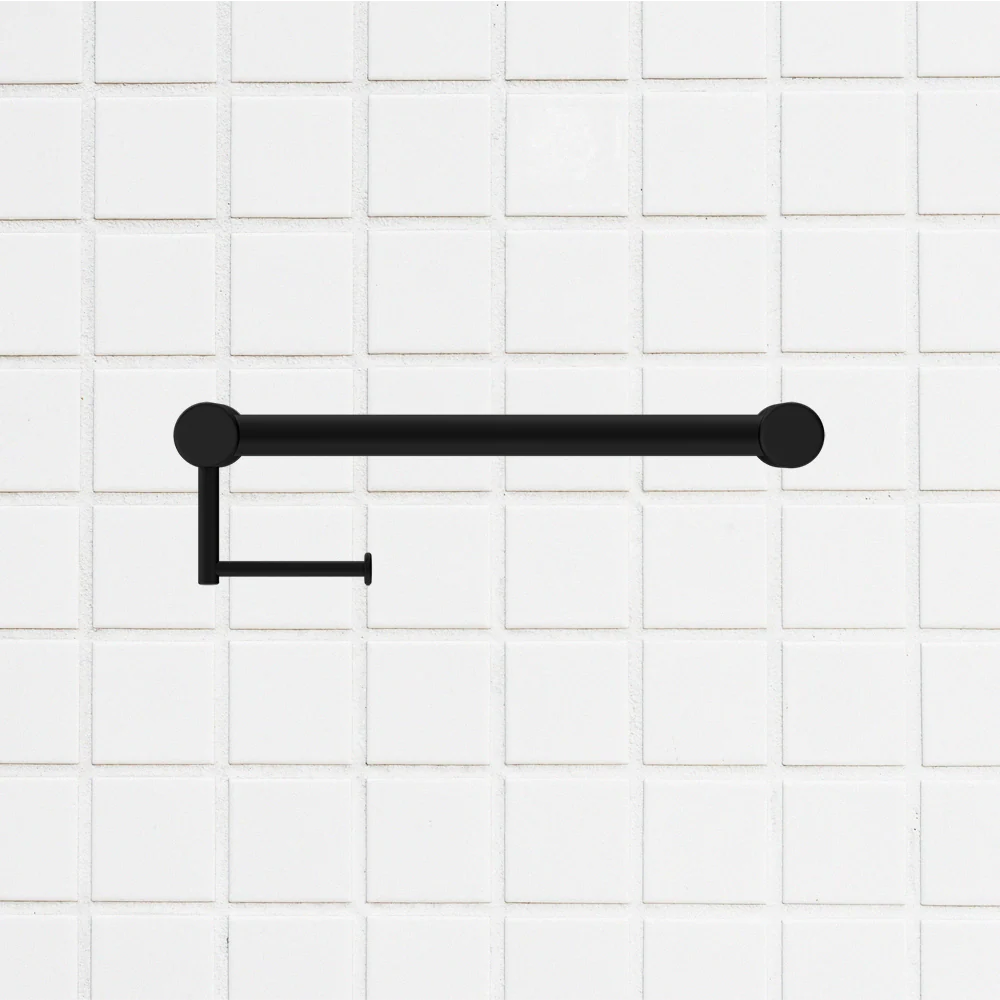 Nero Mecca Care 32mm Grab Rail Toilet Roll Holder 450mm Matte Black - Image 2