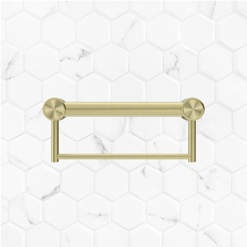 Nero Mecca Care 32mm Grab Rail with Towel Holder 300mm Brushed Gold - Image 2