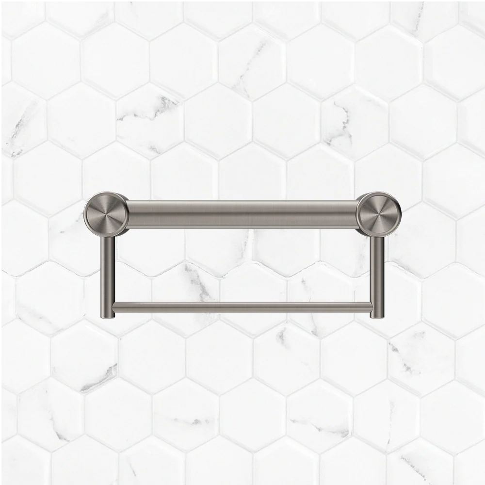 Nero Mecca Care 32mm Grab Rail with Towel Holder 300mm Brushed Nickel - Image 2