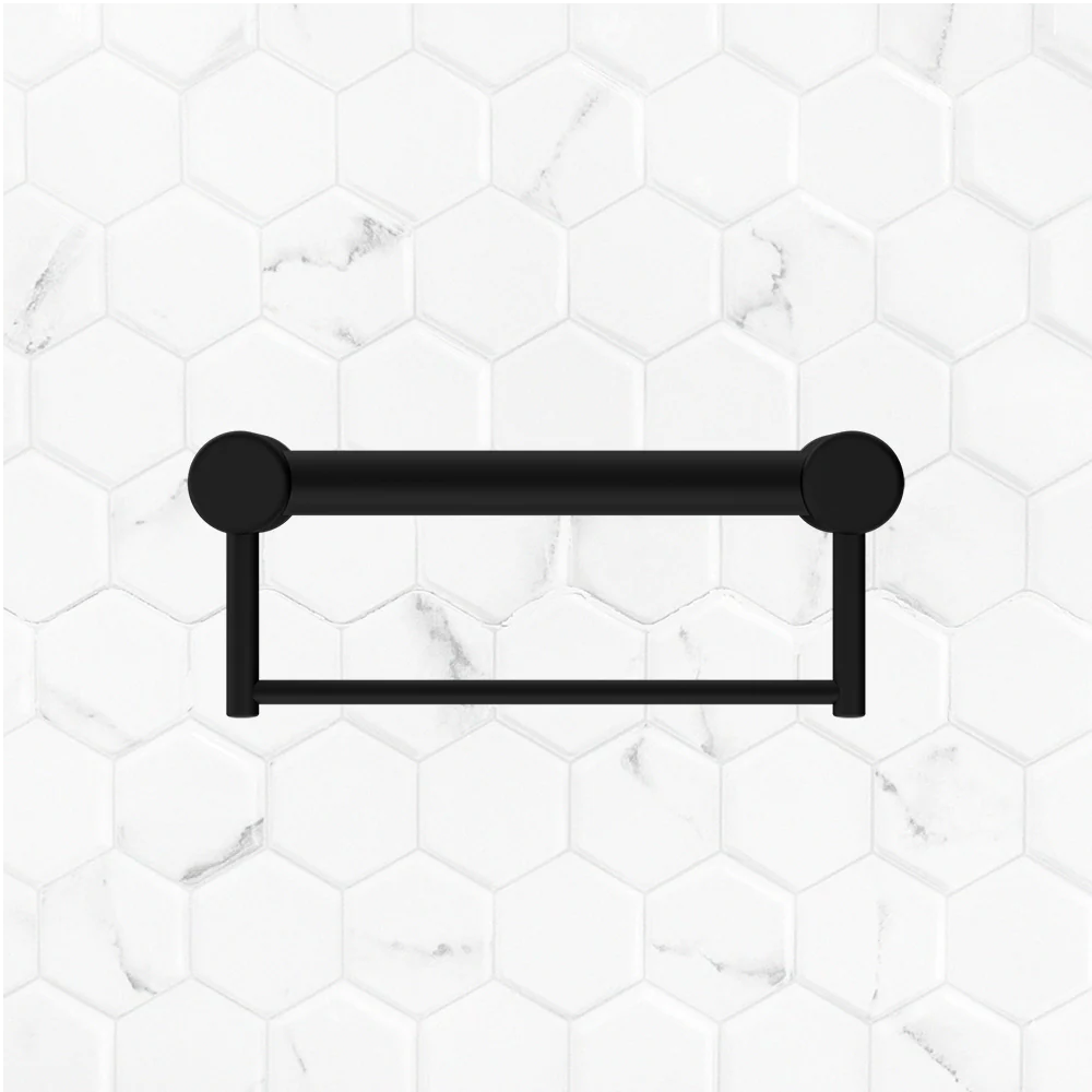 Nero Mecca Care 32mm Grab Rail with Towel Holder 300mm Matte Black - Image 2