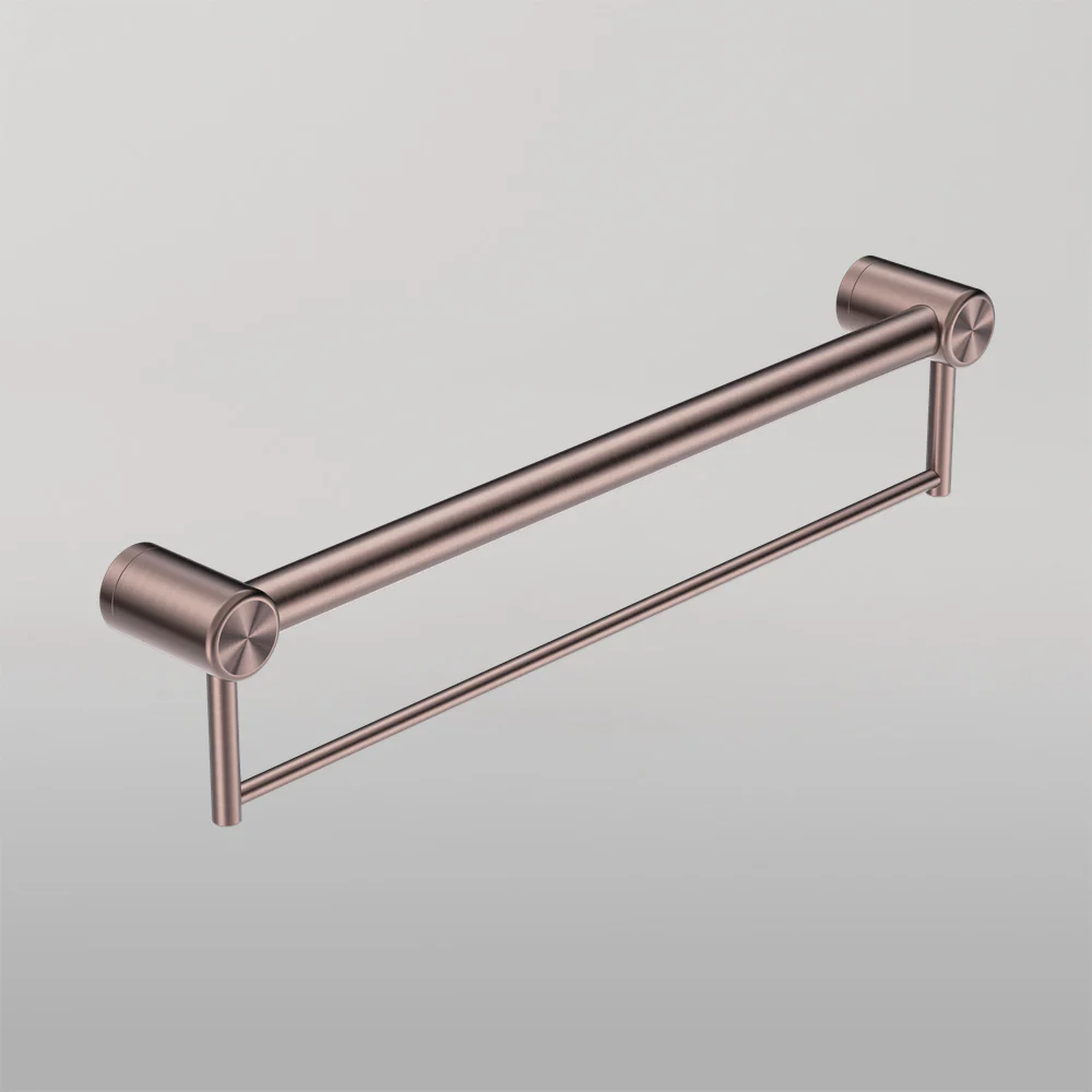 Nero Mecca Care 32mm Grab Rail With Towel Holder 600mm Brushed Bronze - Image 2