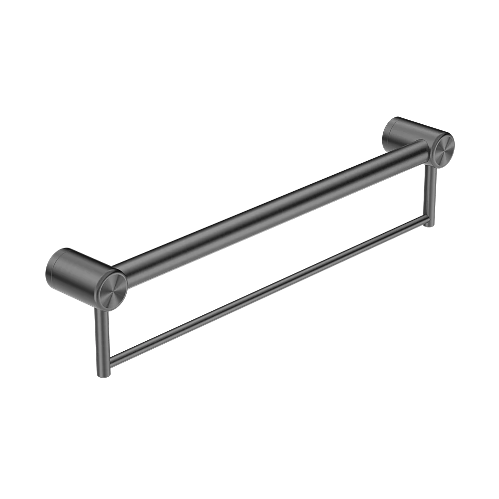 Nero Mecca Care 32mm Grab Rail with Towel Holder 600mm Brushed Gunmetal