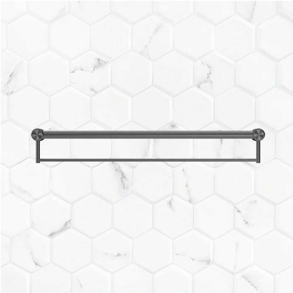 Nero Mecca Care 32mm Grab Rail with Towel Holder 900mm Brushed Gunmetal - Image 2