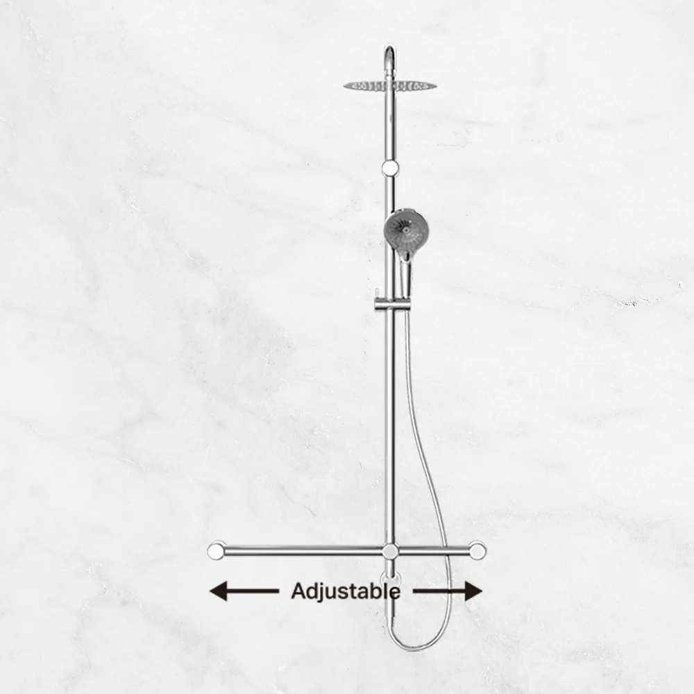 Nero Mecca Care 32mm T Bar Grab Rail 1100x750mm Twin Shower Set Chrome - Image 2