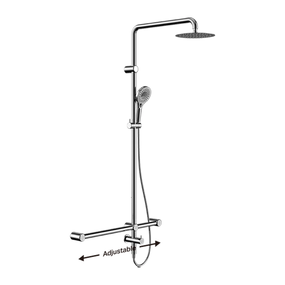Nero Mecca Care 32mm T Bar Grab Rail 1100x750mm Twin Shower Set Chrome - Image 3