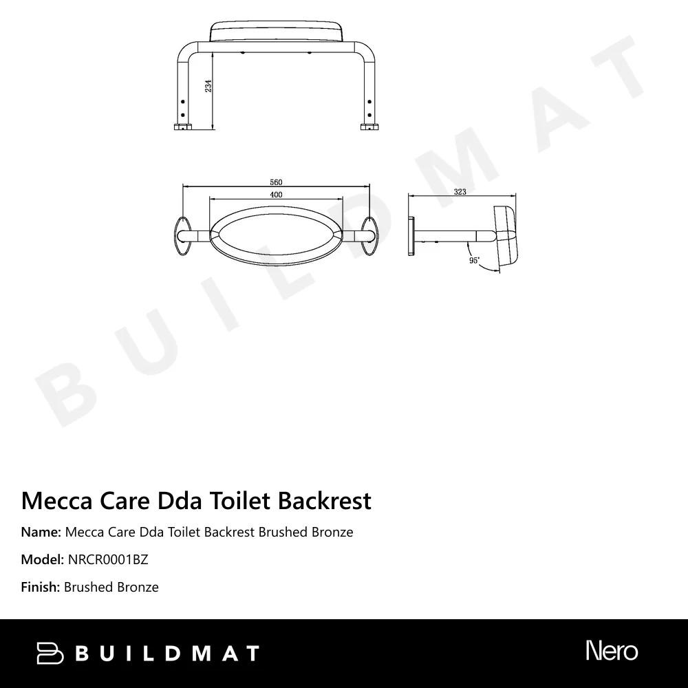 Nero Mecca Care Dda Toilet Backrest Brushed Bronze - Image 4