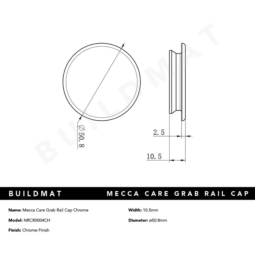 Nero Mecca Care Grab Rail Cap Chrome - Image 4