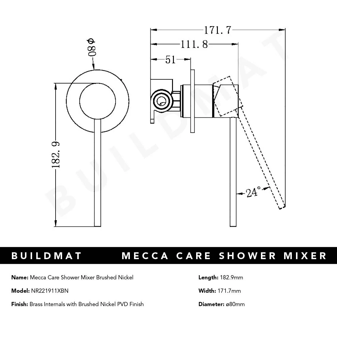 Nero Mecca Care Shower Mixer Brushed Nickel - Image 5