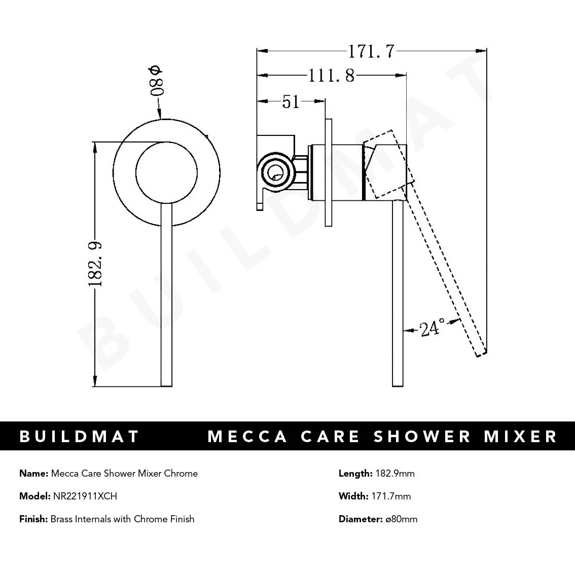Nero Mecca Care Shower Mixer Chrome - Image 5