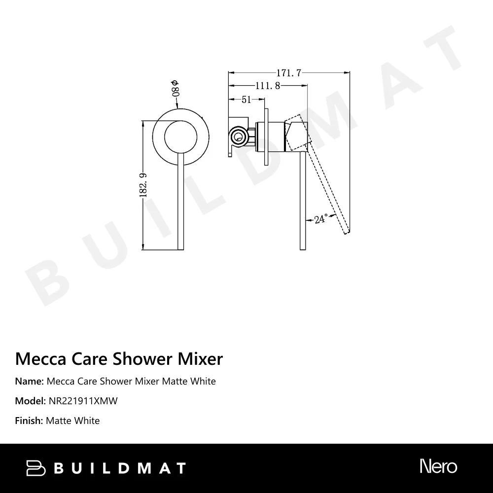 Nero Mecca Care Shower Mixer Matte White - Image 4