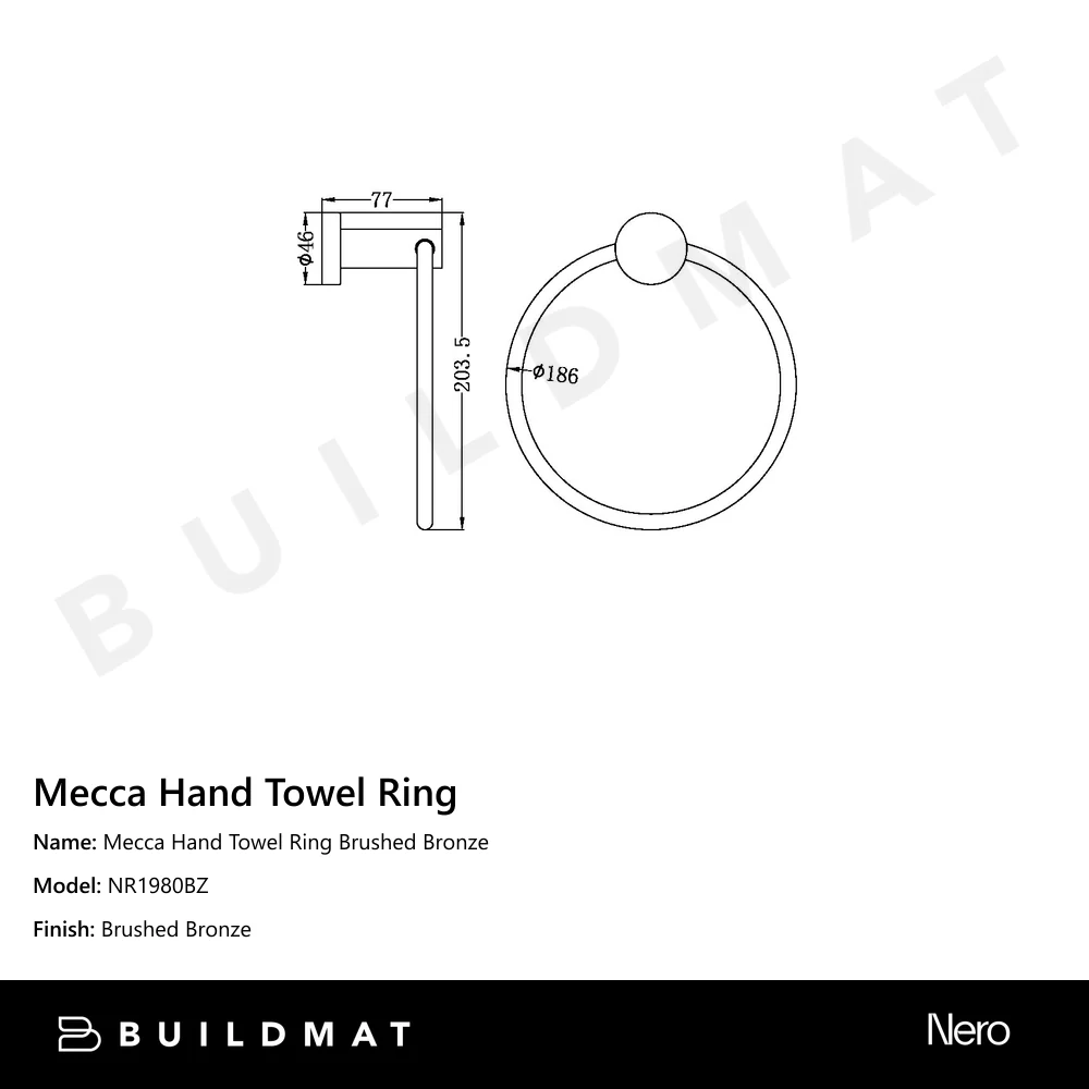 Nero Mecca Hand Towel Ring Brushed Bronze - Image 4