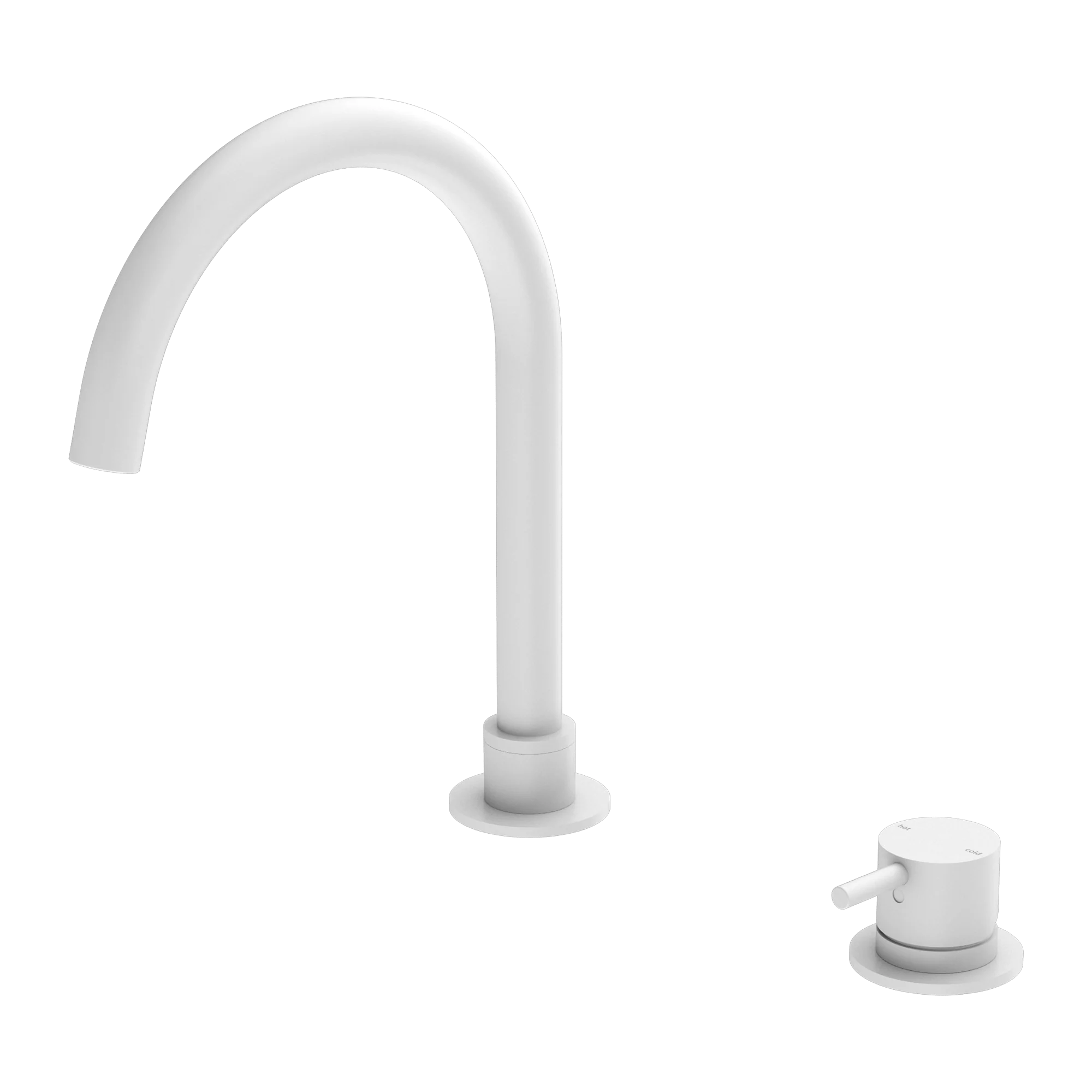 Nero Mecca Hob Basin Mixer Round Swivel Spout Matte White - Image 3