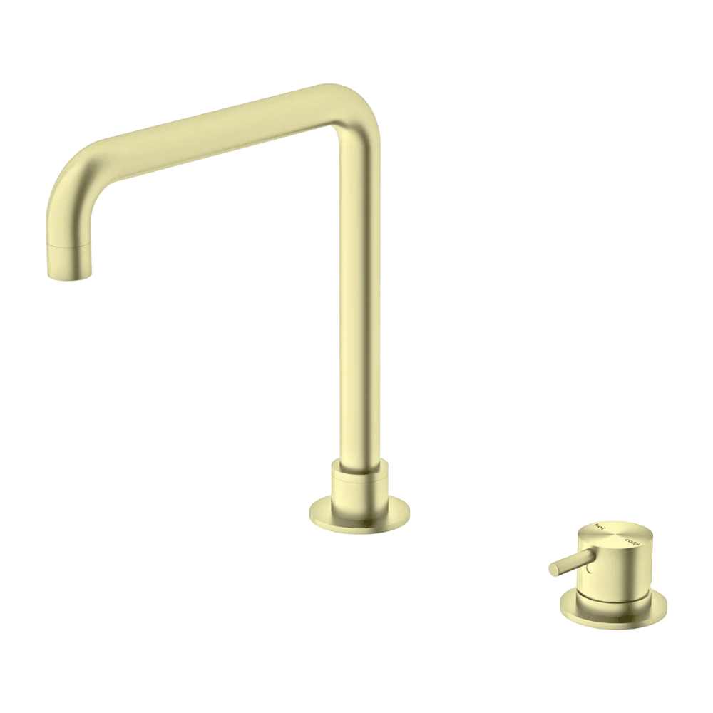 Nero Mecca Hob Basin Mixer Square Swivel Brushed Gold - Image 3