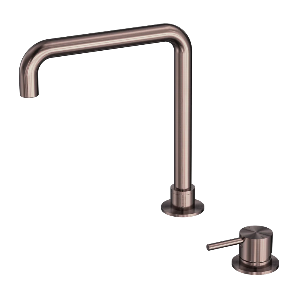 Nero Mecca Hob Basin Mixer Square Swivel Spout Brushed Bronze