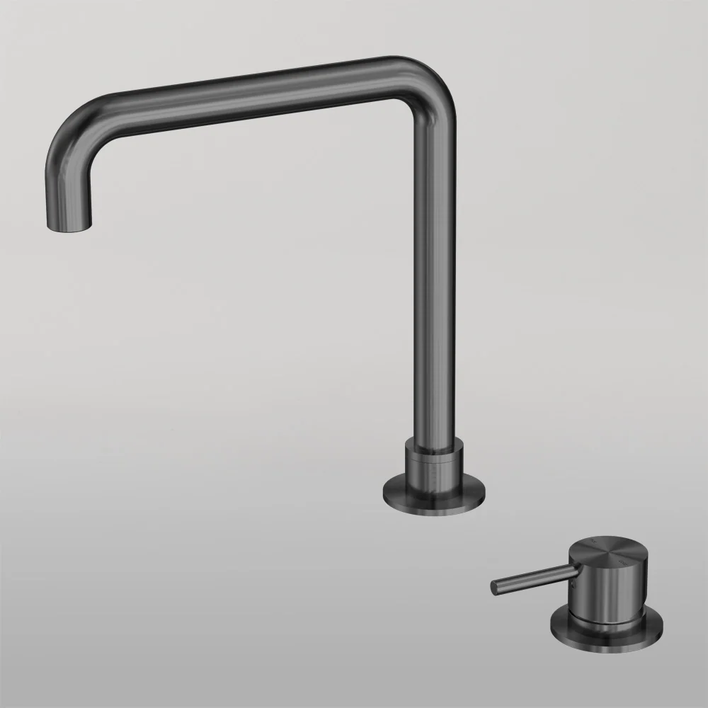 Nero Mecca Hob Basin Mixer Square Swivel Spout Gun Metal - Image 2