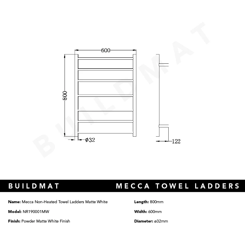 Nero Mecca Non Heated Towel Ladders Matte White - Image 5