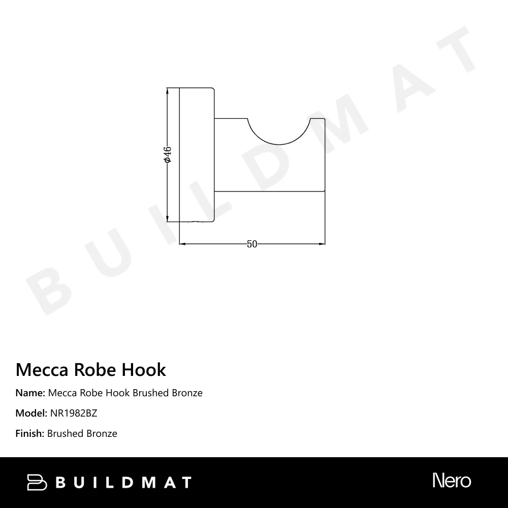 Nero Mecca Robe Hook Brushed Bronze - Image 4