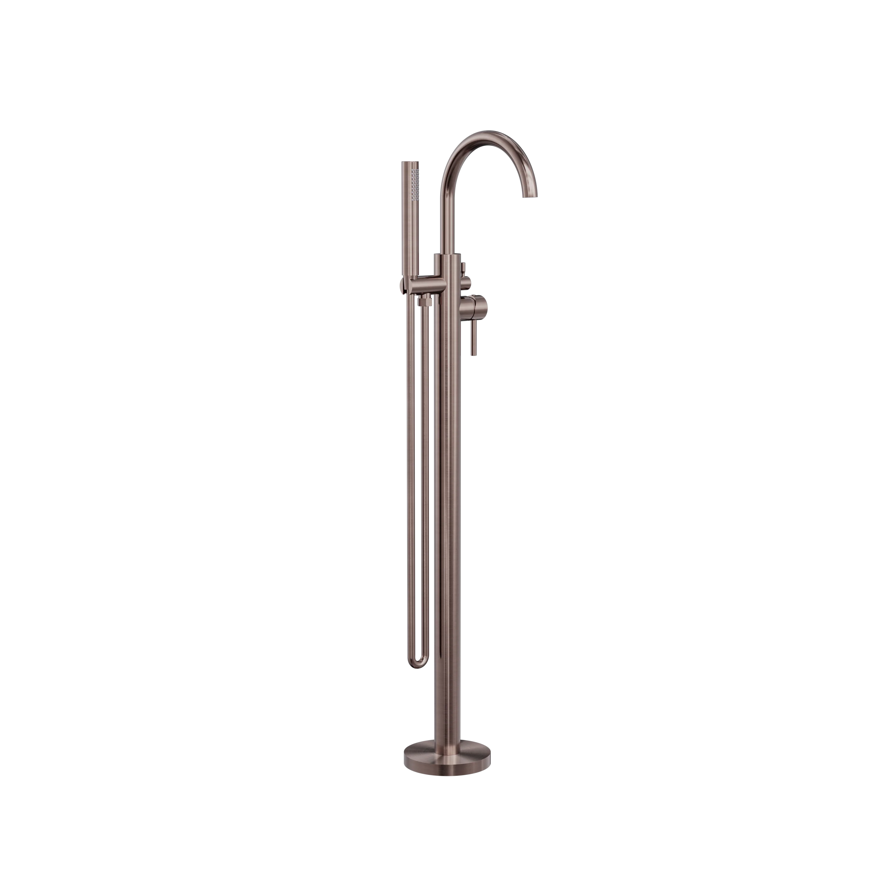 Nero Mecca Round Freestanding Mixer With Hand Shower Brushed Bronze - Image 3